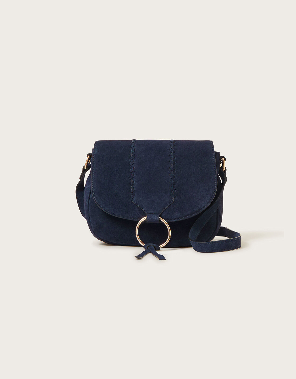 Suede Saddle Hoop Cross Body Bag