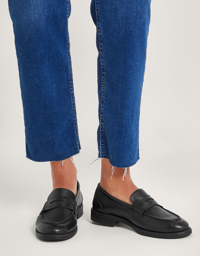 Leather Loafers, Black (BLACK), large