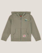 Dinosaur Zip-Up Hoodie, Green (GREEN), large