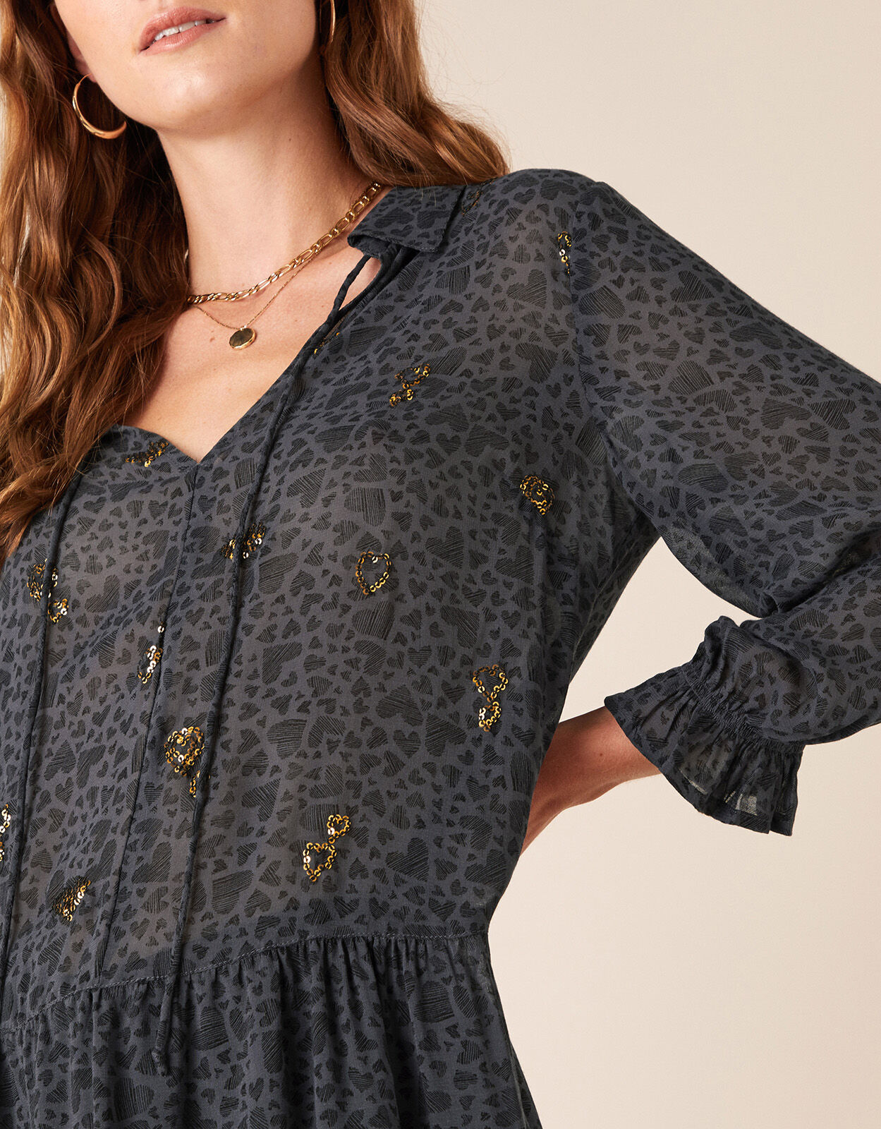 grey sequin blouse
