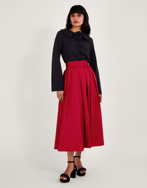 Tully Taffeta Skirt, Red (RED), large