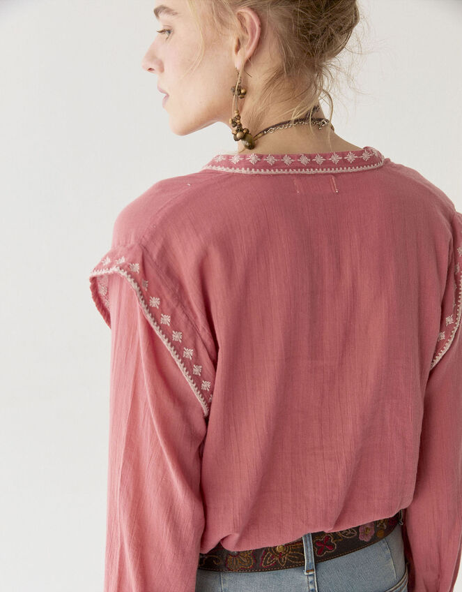 Maison Hotel Phillipa Embroidered Blouse, Orange (CORAL), large