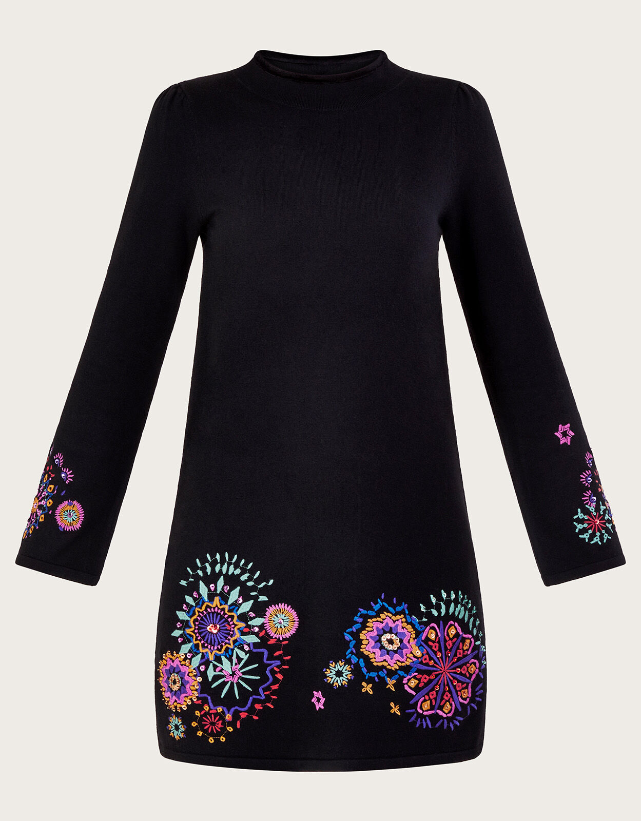 Monsoon black embroidered dress cheap