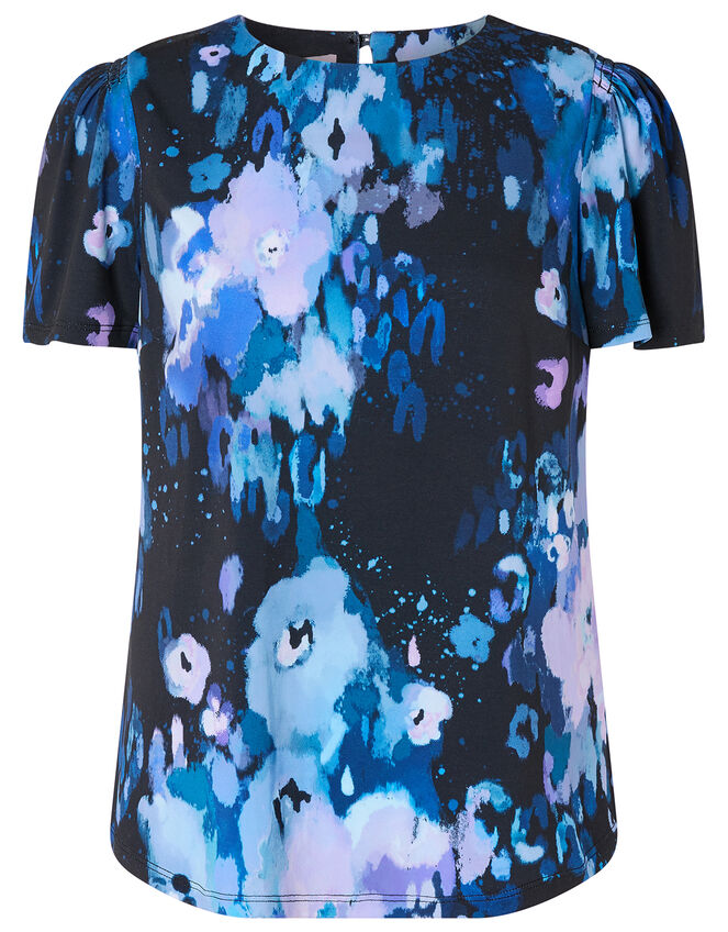 Mason Blur Print Top, Blue (BLUE), large