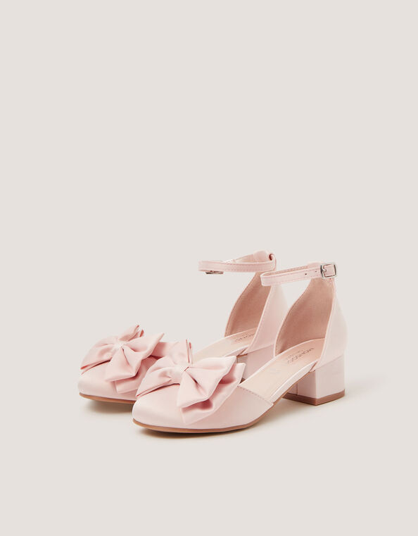 Bow Satin Two Part Heels, Pink (PINK), large