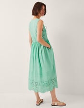 Sadie Tie Broderie Midi Dress, SEA GREEN, large