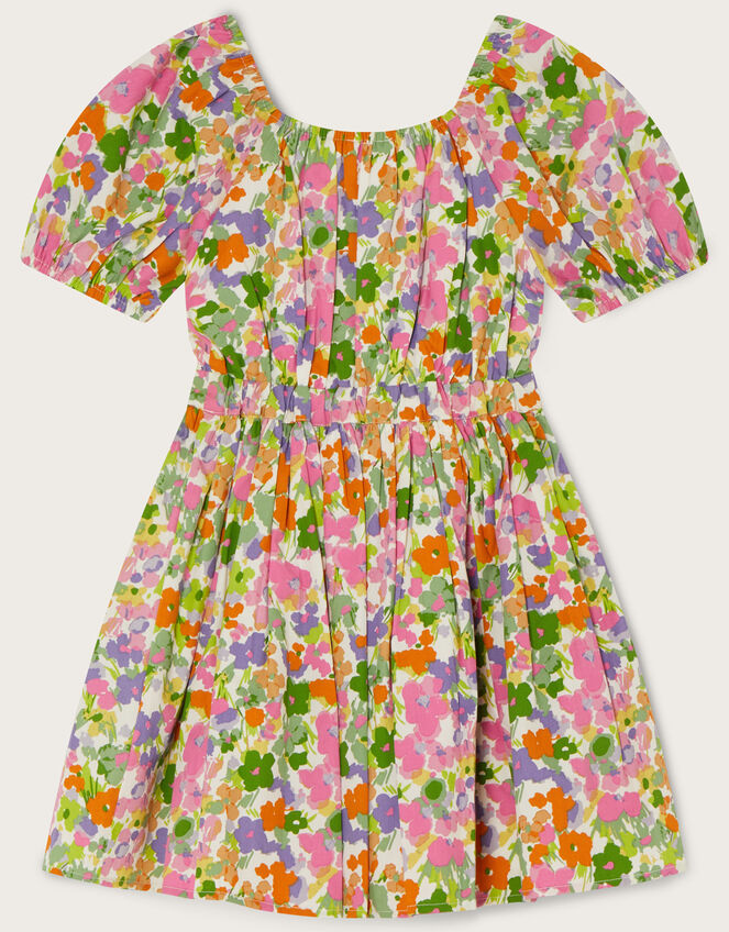 Bright Floral Printed Dress, Green (GREEN), large