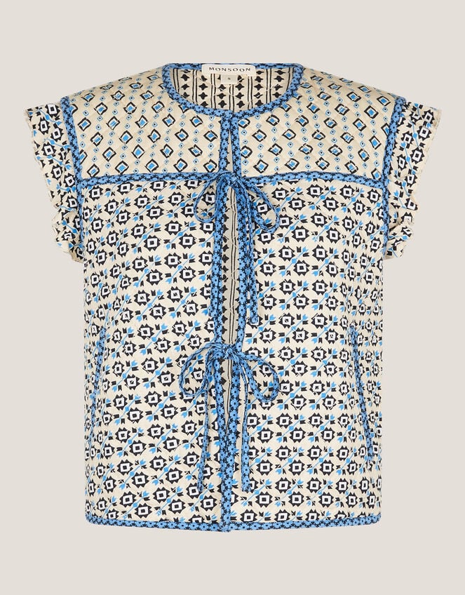 Judy Geometric Quilted Waistcoat, Ivory (IVORY), large