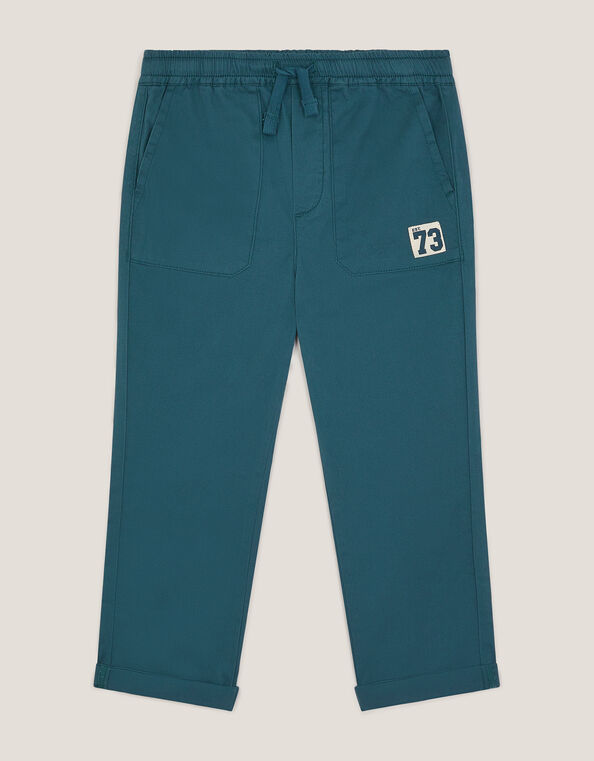 Plain Cuffed Pants, Blue (BLUE), large