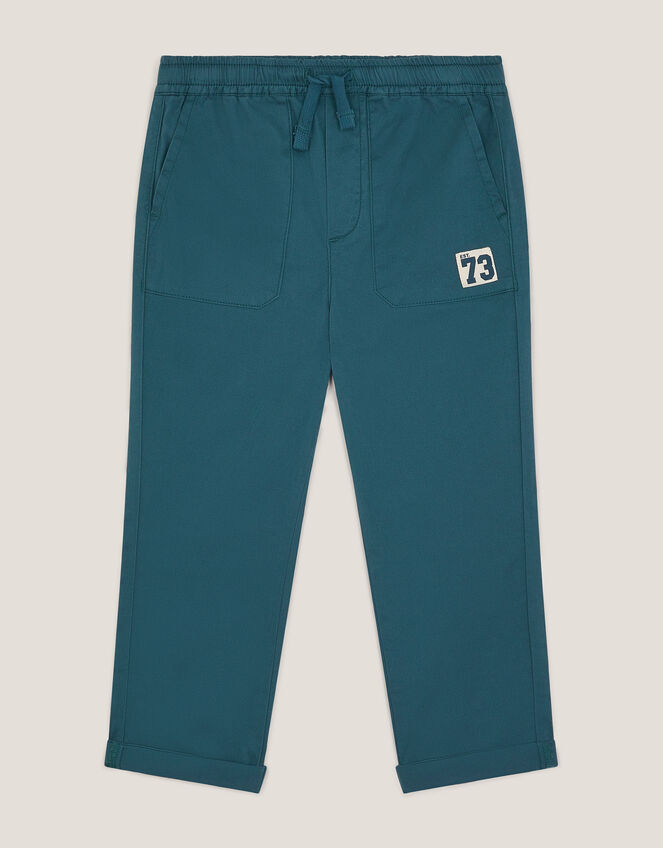 Plain Cuffed Pants, Blue (BLUE), large