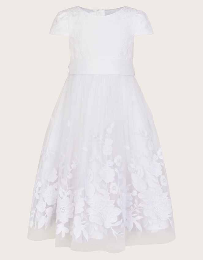 Sorcha Floral Lace Communion Dress, White (WHITE), large