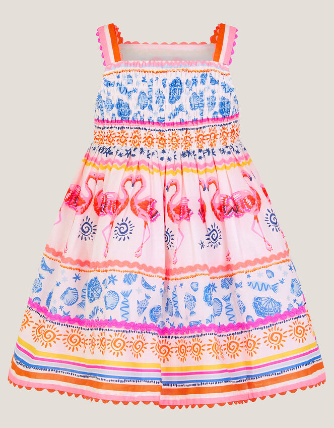 Baby Sequin Embellished Flamingo Dress, Ivory (IVORY), large