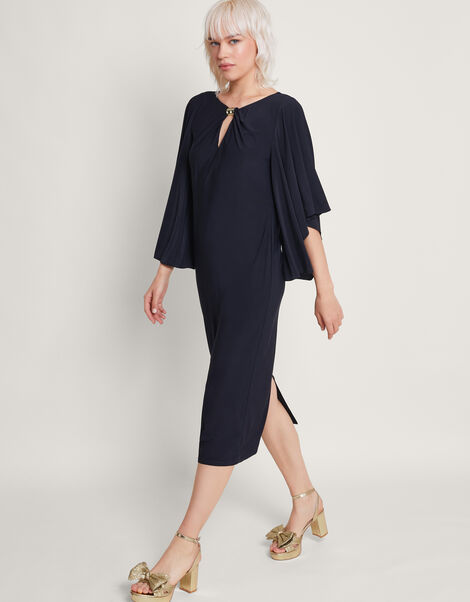 Fee Flute Sleeve Dress, Blue (NAVY), large