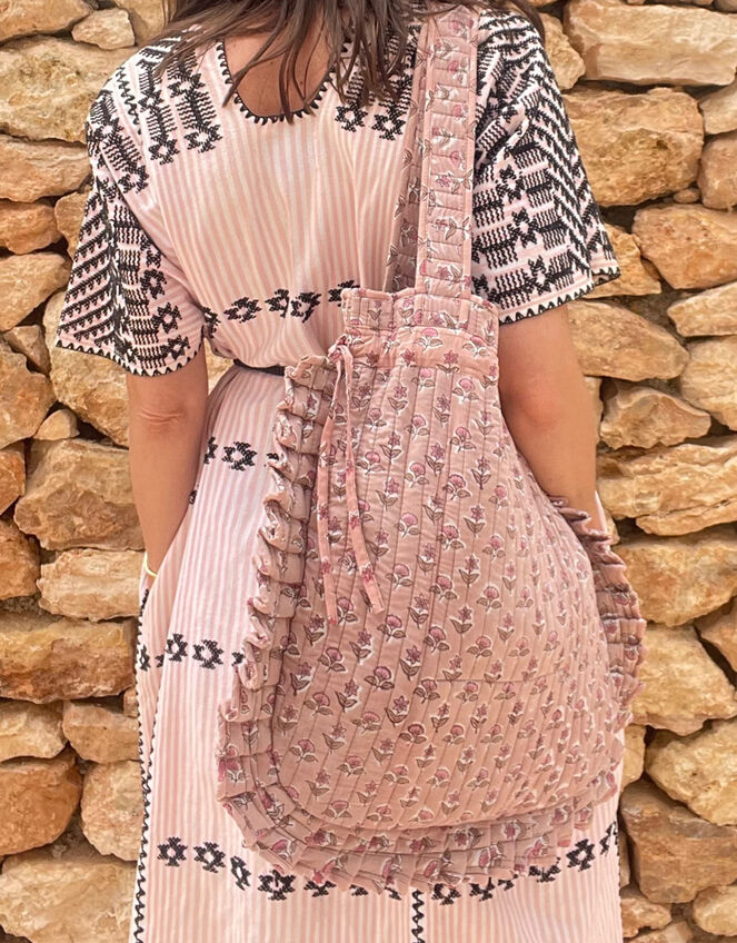 Maison M Quilted Block Tote Bag, Pink (PINK), large