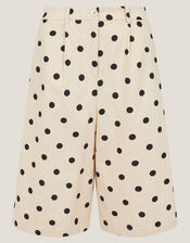 Isabel Polka Dot Longline Shorts, Ivory (IVORY), large