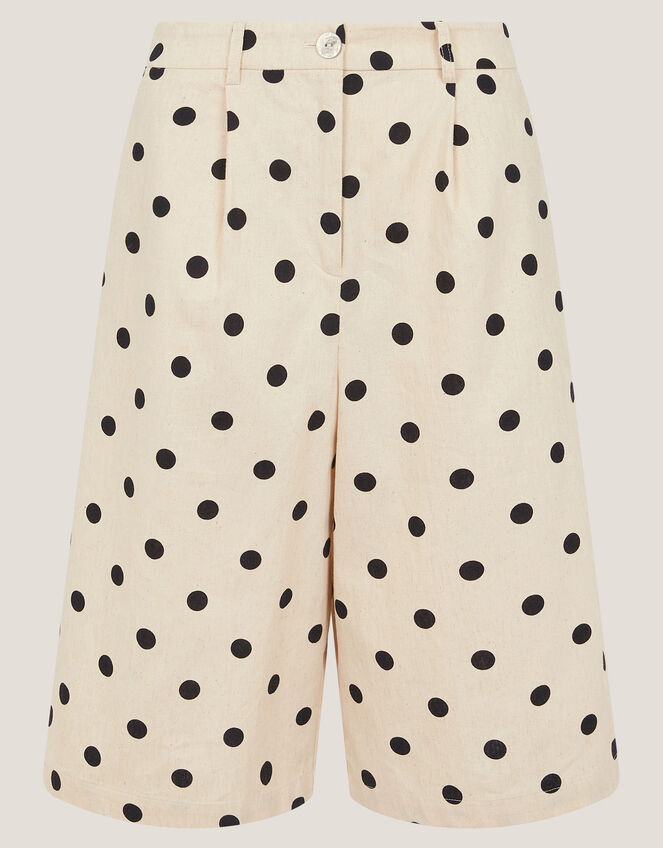Isabel Polka Dot Longline Shorts, Ivory (IVORY), large