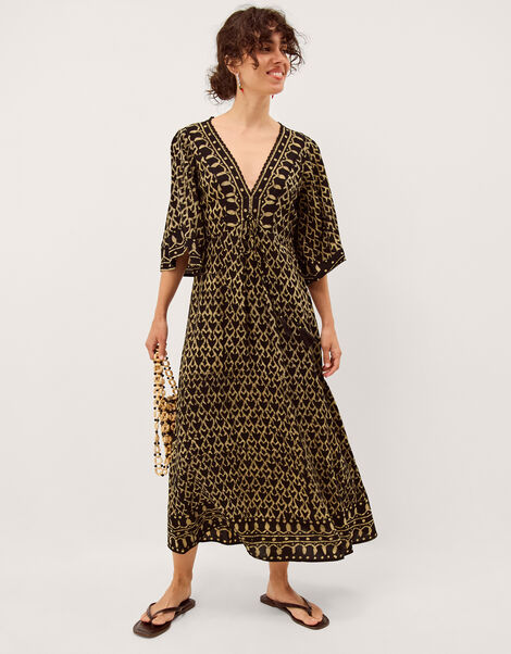 Arti Print Midi Kaftan, Black (BLACK), large