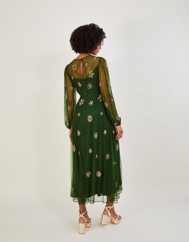 Vanessa Star Sequin Midi Dress, Green (GREEN), large