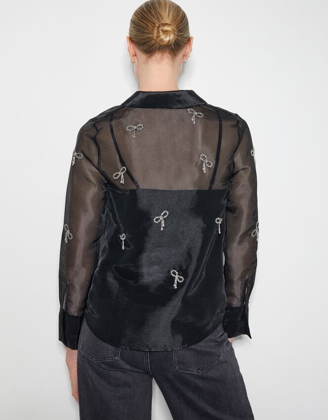 Betty Bow Organza Blouse, Black (BLACK), large