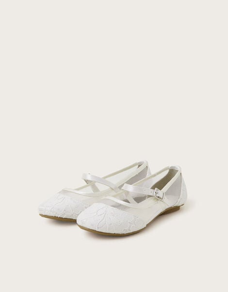 Communion Lace Ballerina Flats, White (WHITE), large