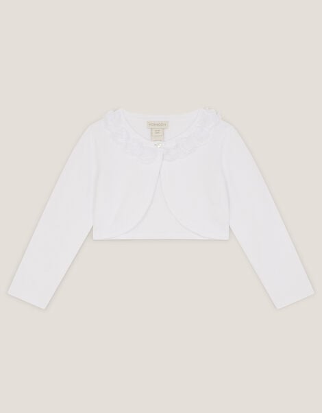 Baby Ottilie Appliqu&eacute; Rose Cardigan, White (WHITE), large