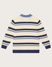 Varsity Stripe Crew Neck Jumper, Ivory (IVORY), large