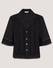 Irina Lace Trim Shirt, Black (BLACK), large