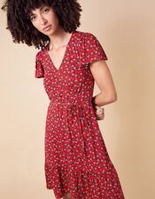 Floral Print Jersey Dress, Red (RED), large