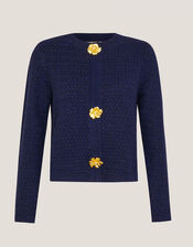 Brianne Floral Button Cardigan, Blue (NAVY), large