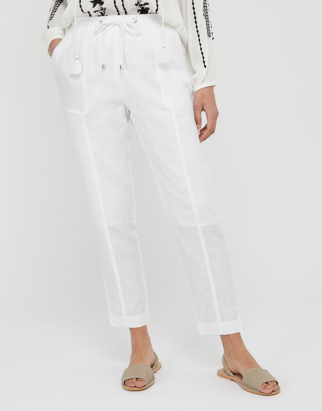 Lightweight Joggers in Pure Linen, White (WHITE), large