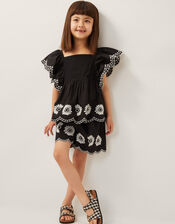 Embroidered Top & Shorts Set, Black (BLACK), large