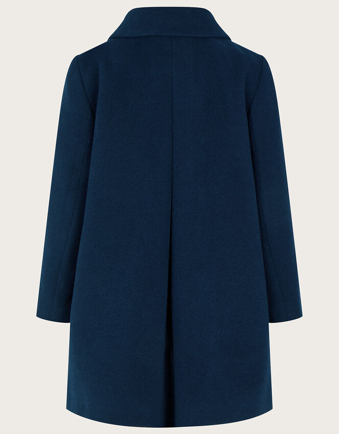 Bow Pocket Collared Swing Coat, Blue (NAVY), large