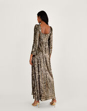 Georgina Sequin Maxi Dress, Gold (GOLD), large