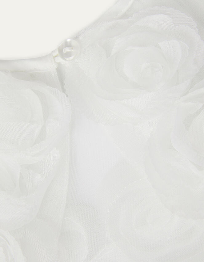 3D Roses Trim Tulle Cover Up, Ivory (IVORY), large