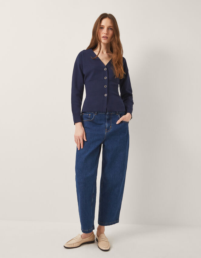 Suzy Fitted V-Neck Cardigan, Blue (NAVY), large