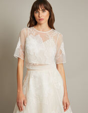 Rosie Lace Floral Bridal Top, Ivory (IVORY), large