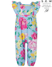 Baby Brea Floral Jumpsuit in Organic Cotton, Blue (BLUE), large