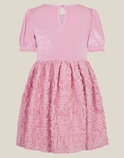 Velvet Floral Appliqu&eacute; Party Dress, Pink (PINK), large