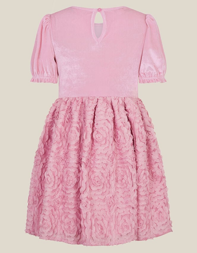 Velvet Floral Appliqu&eacute; Party Dress, Pink (PINK), large