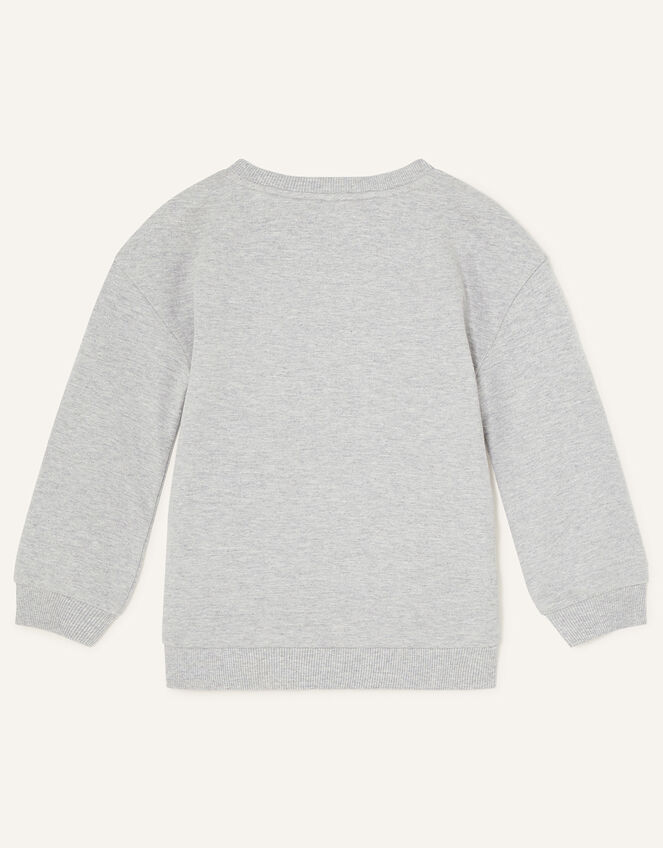 Sequin Floral Cat Sweatshirt, Grey (GREY), large