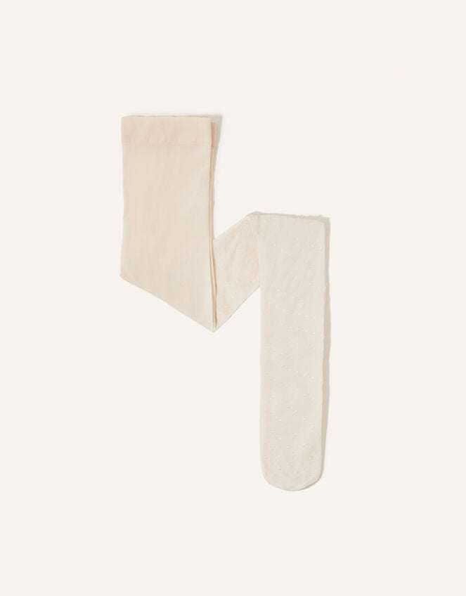 Baby 35 Denier Polka Dot Tights, Ivory (IVORY), large