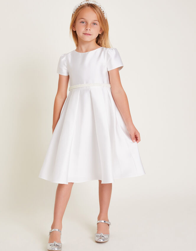 Henrietta Pearl Belt Dress, Ivory (IVORY), large