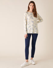 Ellie Floral Slash Neck Jumper, Ivory (IVORY), large