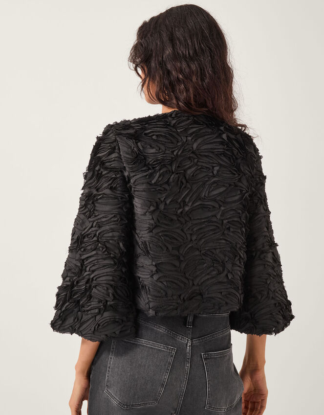 Tia Tie-Front Textured Jacket, Black (BLACK), large