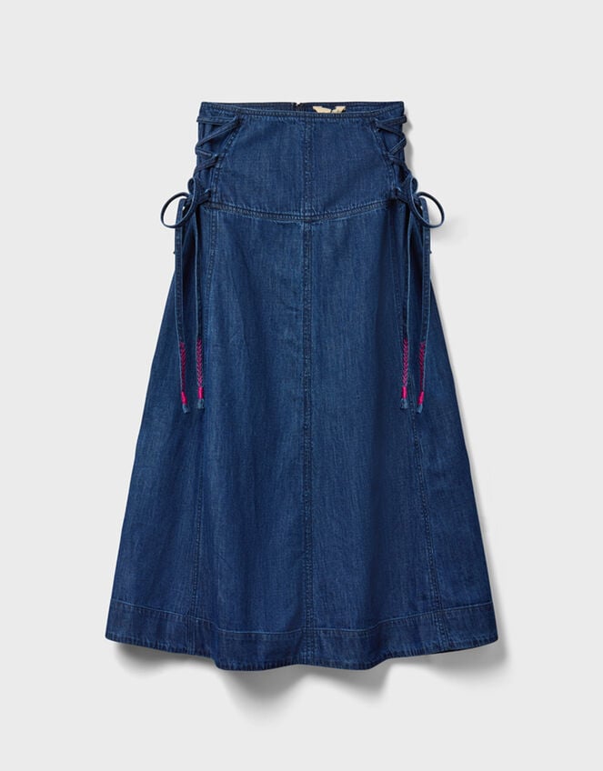 East Reyna Denim Midi Skirt, Blue (INDIGO), large