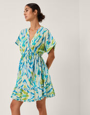 Coralie Print Mini Kaftan, Blue (BLUE), large