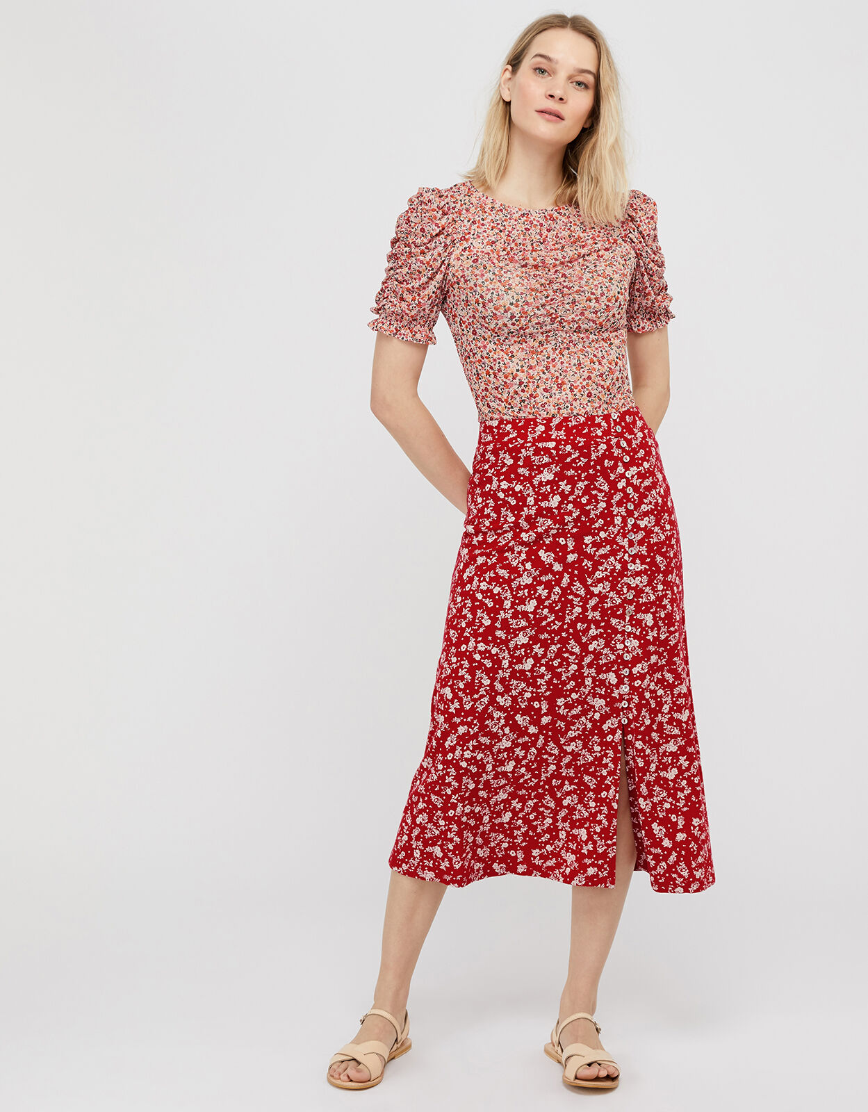 Monsoon rosa mesh midi dress top
