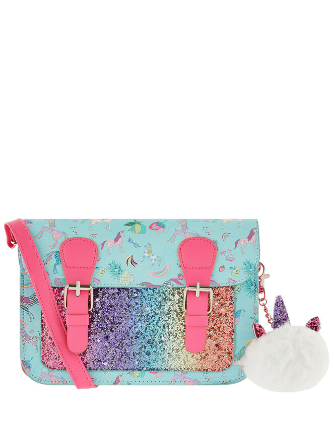 Unicorn Satchel with Pom-Poms, , large