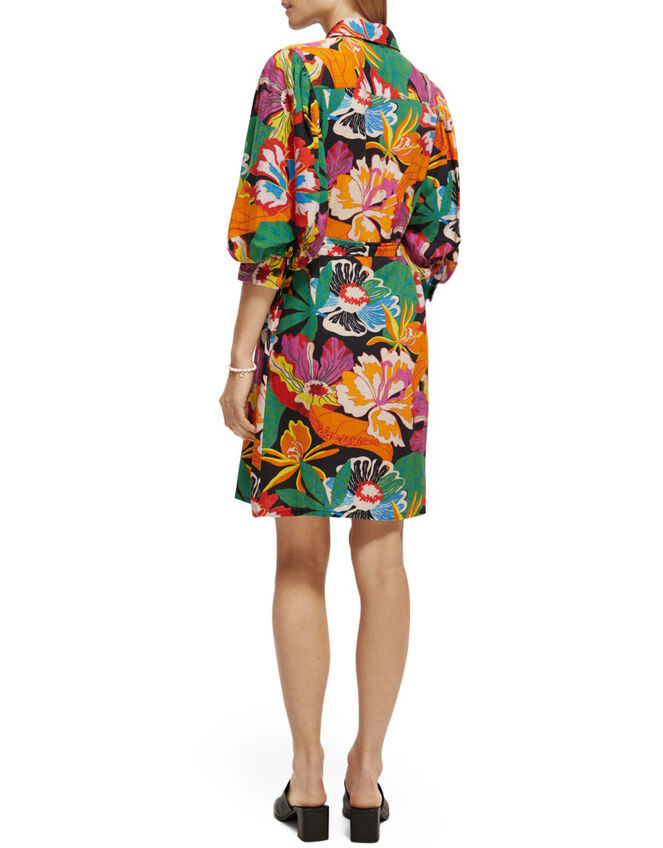 Scotch and Soda Print Puff Sleeve Dress, Multi (MULTI), large
