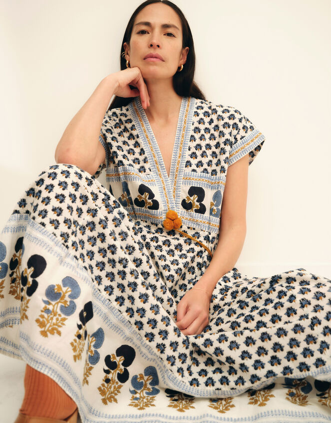 East Lainey Print Short Sleeve Midi Dress, Blue (BLUE), large